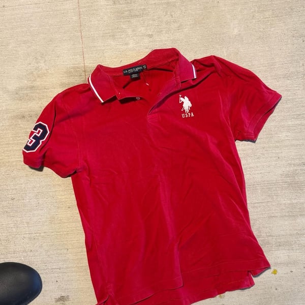 U.S. Polo Assn. Short Sleeve Polo Shirt with Number 3 Applique Red