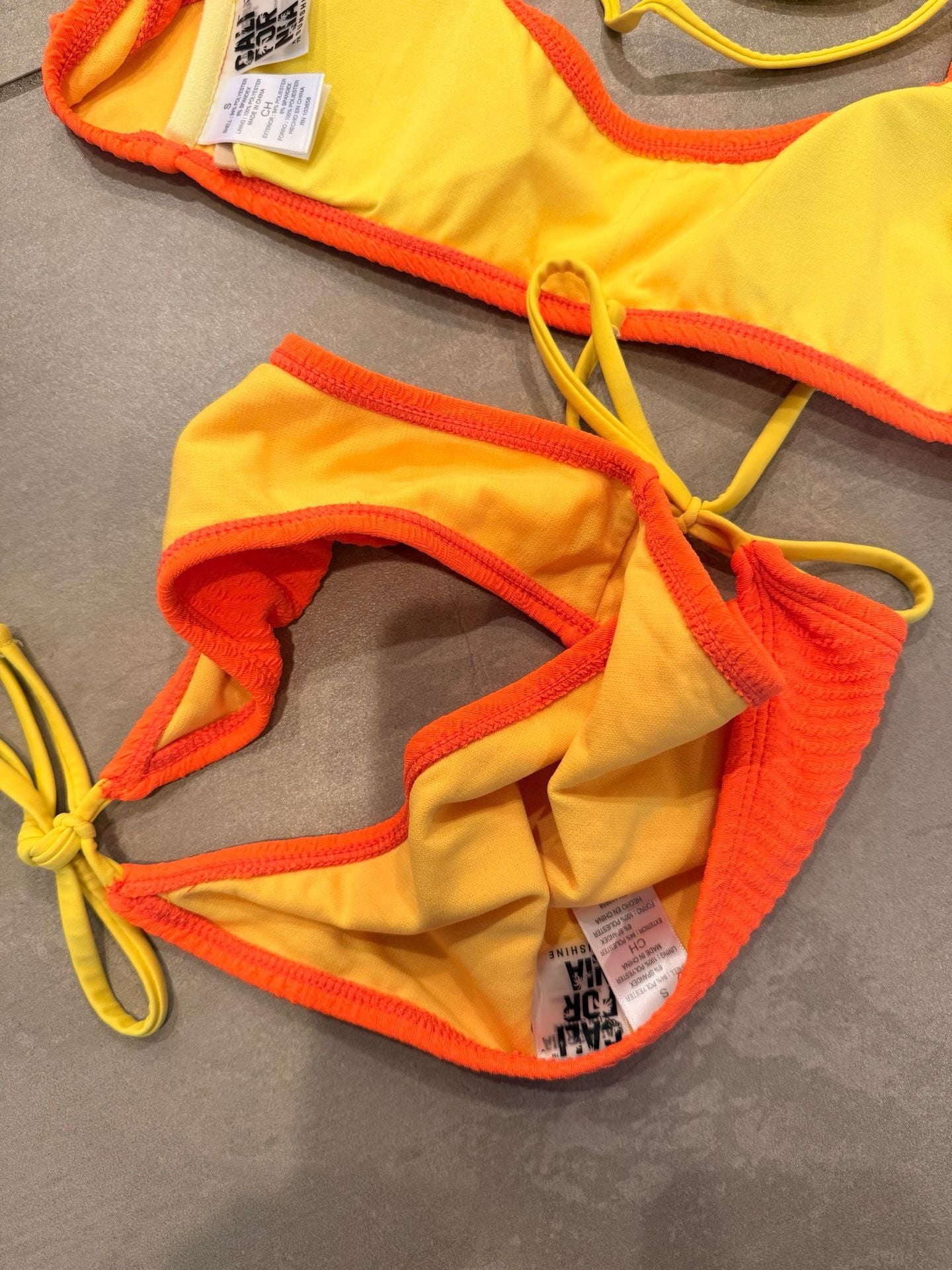 Girls California Sunshine Orange Textured Bikini Set 5