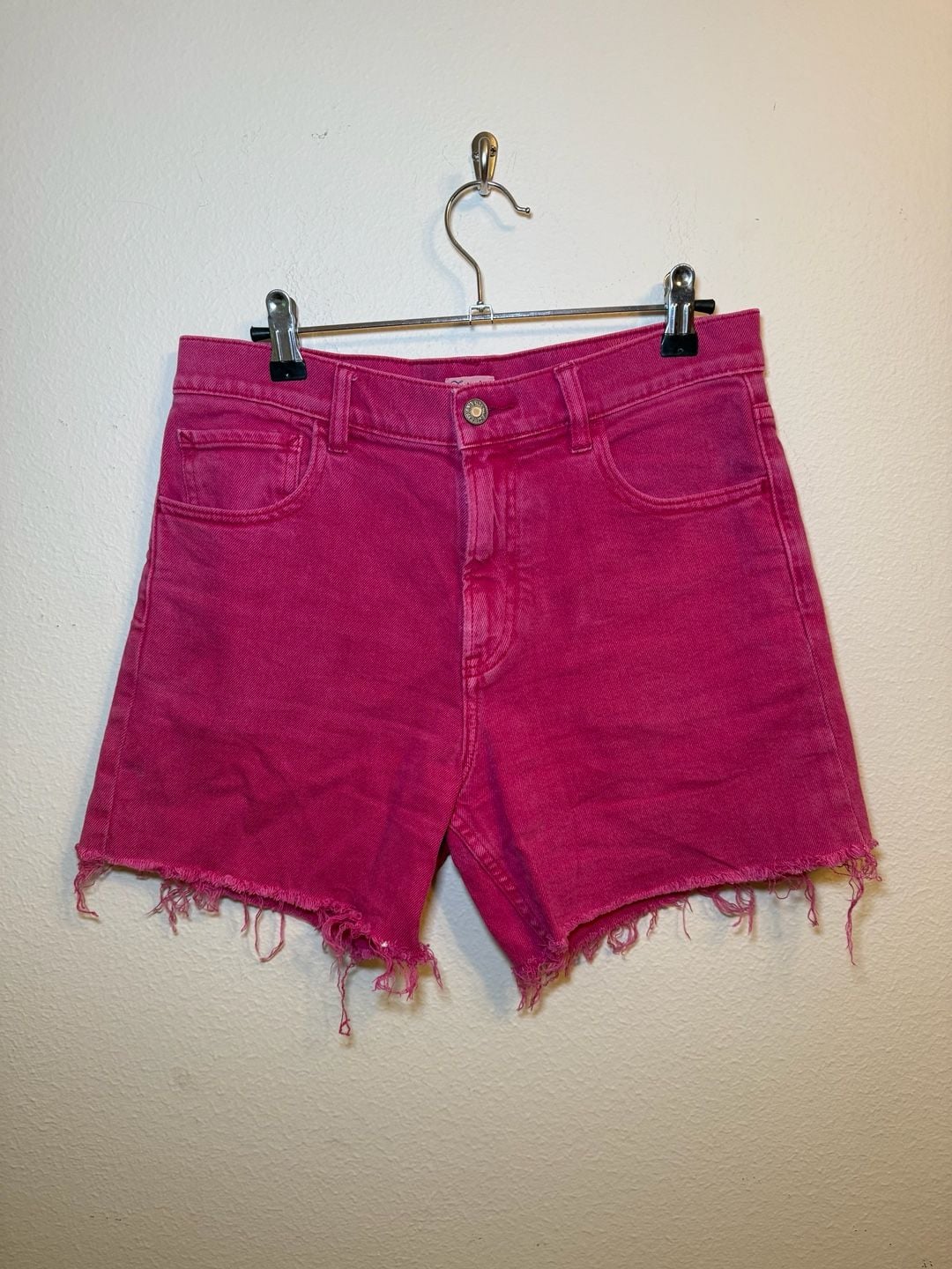 Faherty Women's High-Rise Pink Denim Cut-Off Shorts Size 27 2