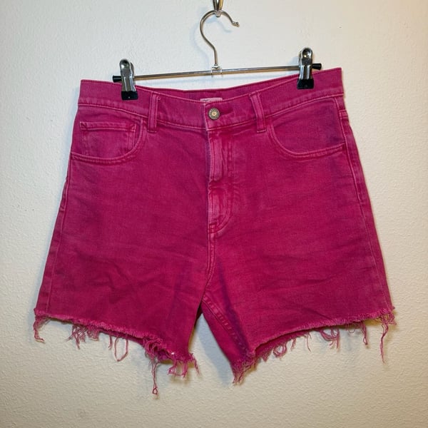 Faherty Women's High-Rise Pink Denim Cut-Off Shorts Size 27