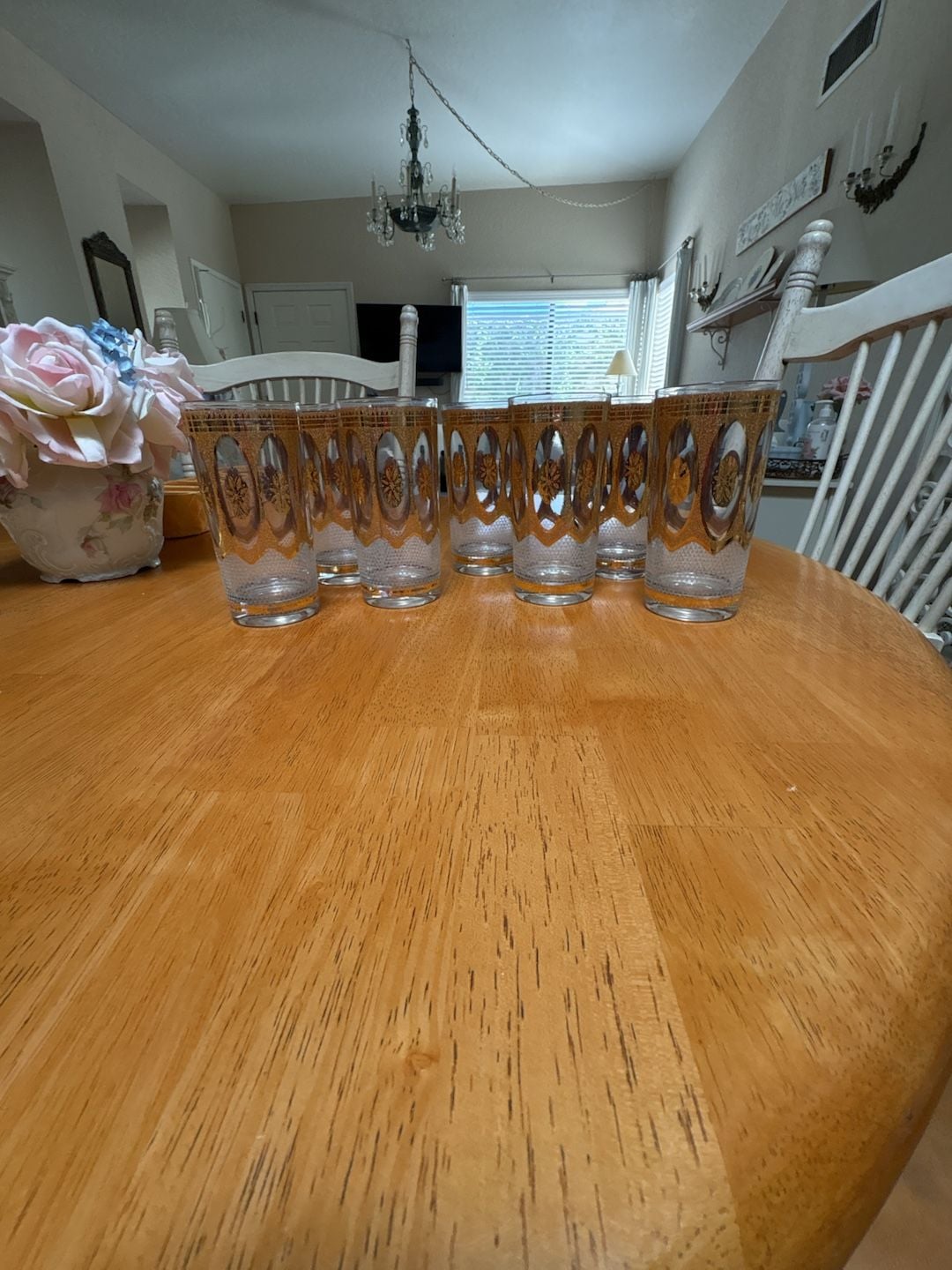Vintage Culver Regency White 22K Gold Highball Glasses Set of 7 1