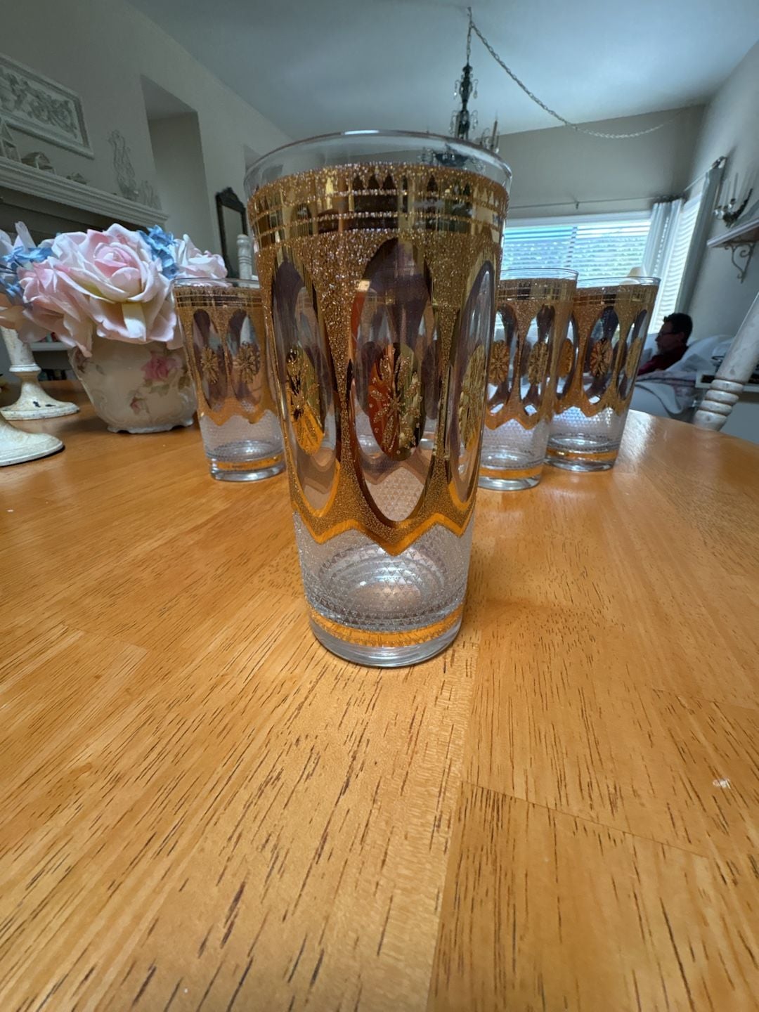 Vintage Culver Regency White 22K Gold Highball Glasses Set of 7 2