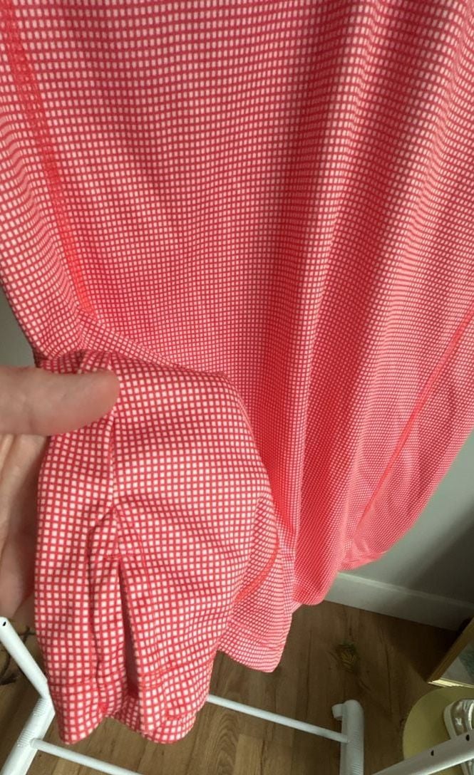 PGA TOUR Women's Airflux Sleeveless Gingham Golf Polo Shirt, Hot Coral 5