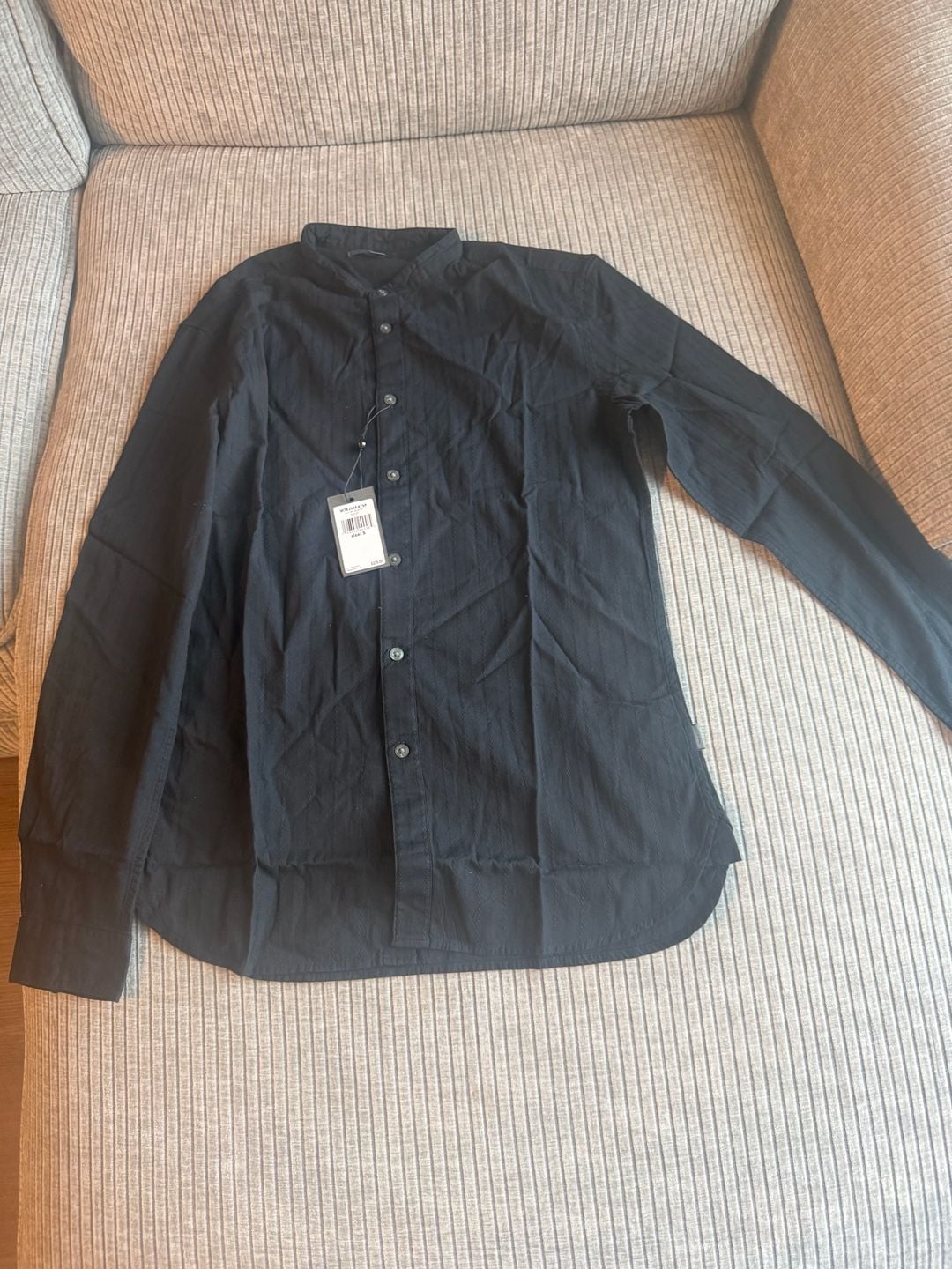 John Varvatos Men's Textured Band Collar Button-Down Shirt 2