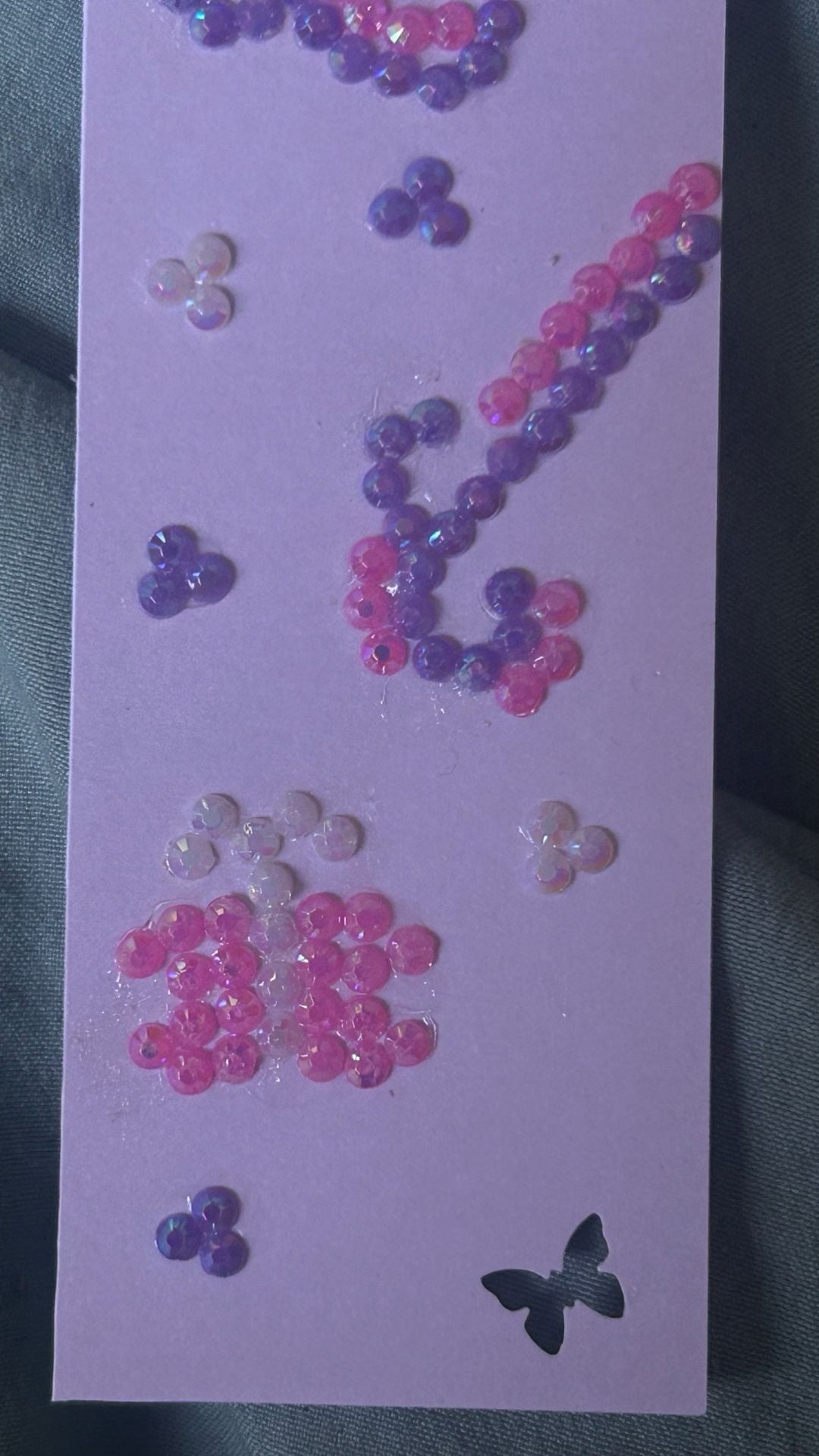 Handmade Pastel Purple Butterfly Themed Bookmark with Rhinestone Accents and Heart Charm 4