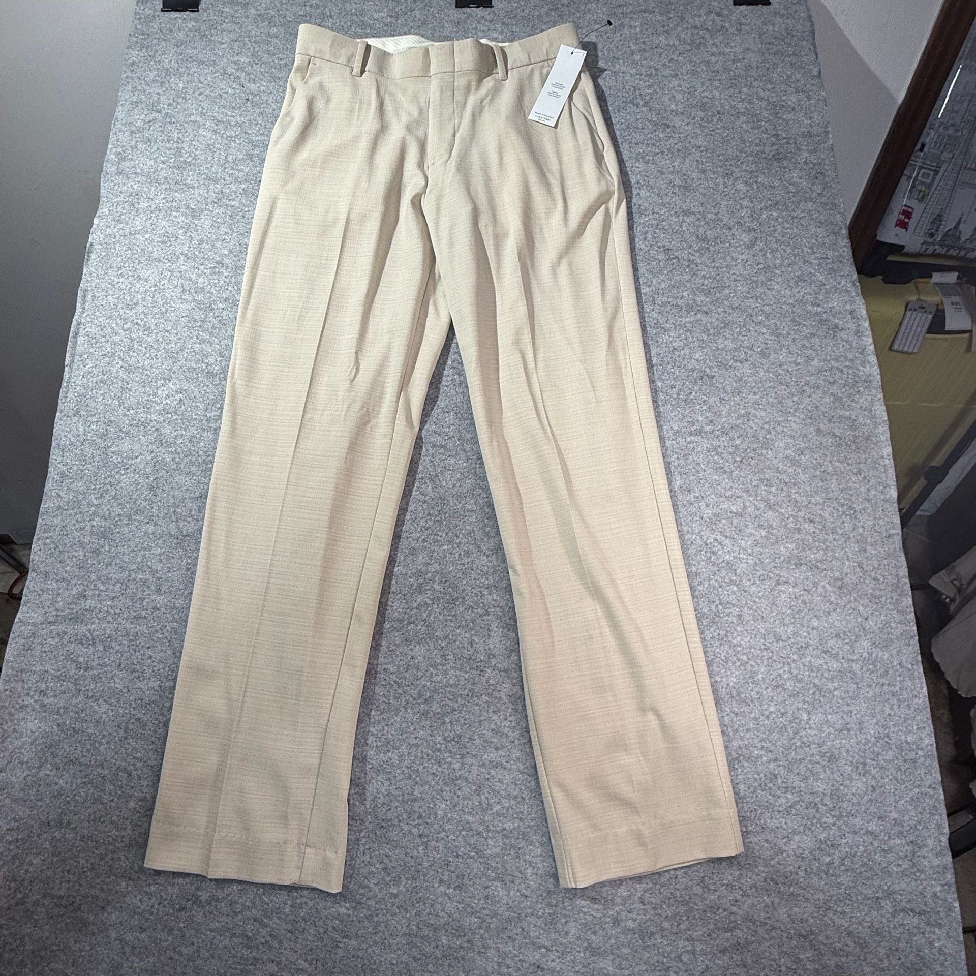 Calvin Klein Slim Fit Stretch 3-Piece Suit in Natural Linen 4