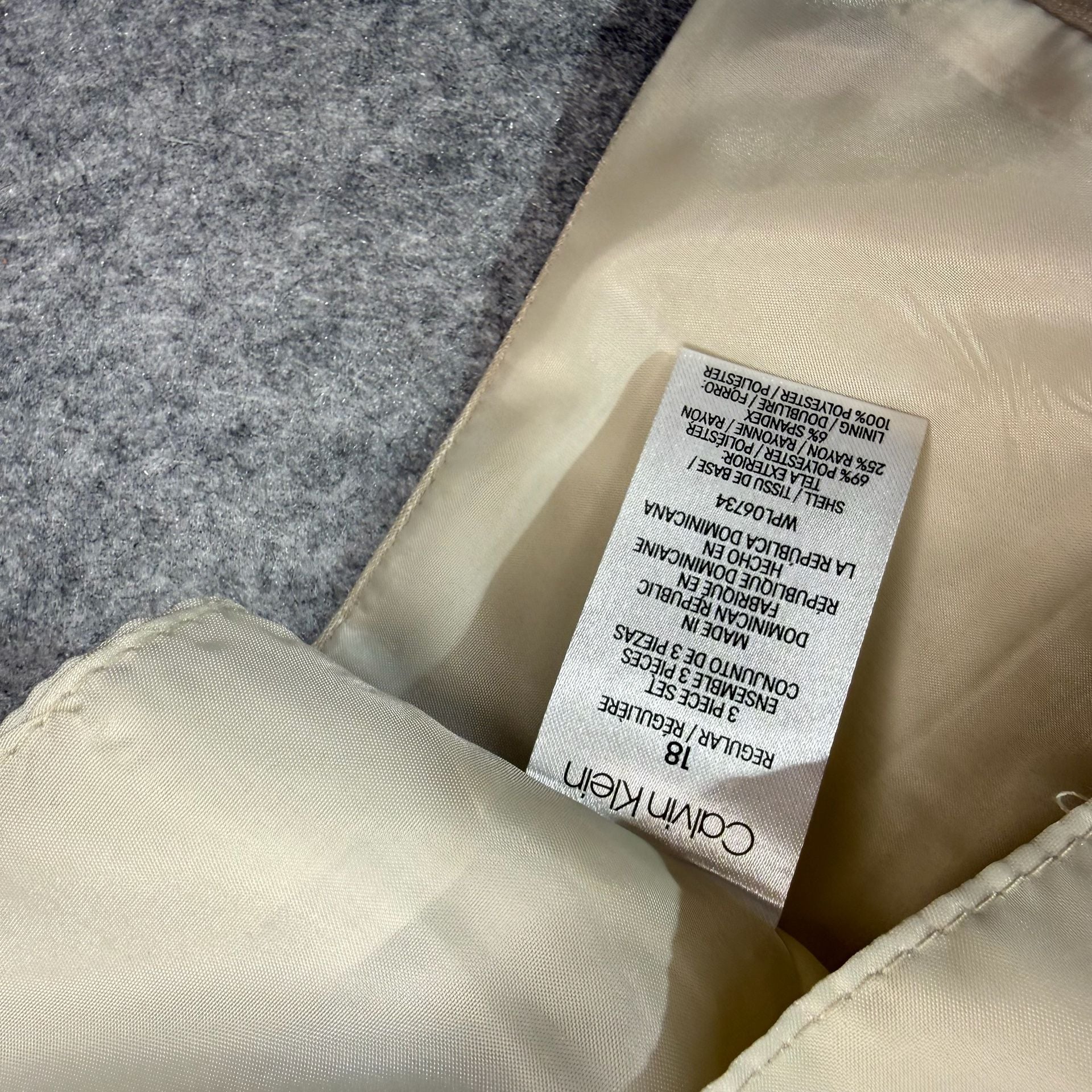 Calvin Klein Slim Fit Stretch 3-Piece Suit in Natural Linen 10