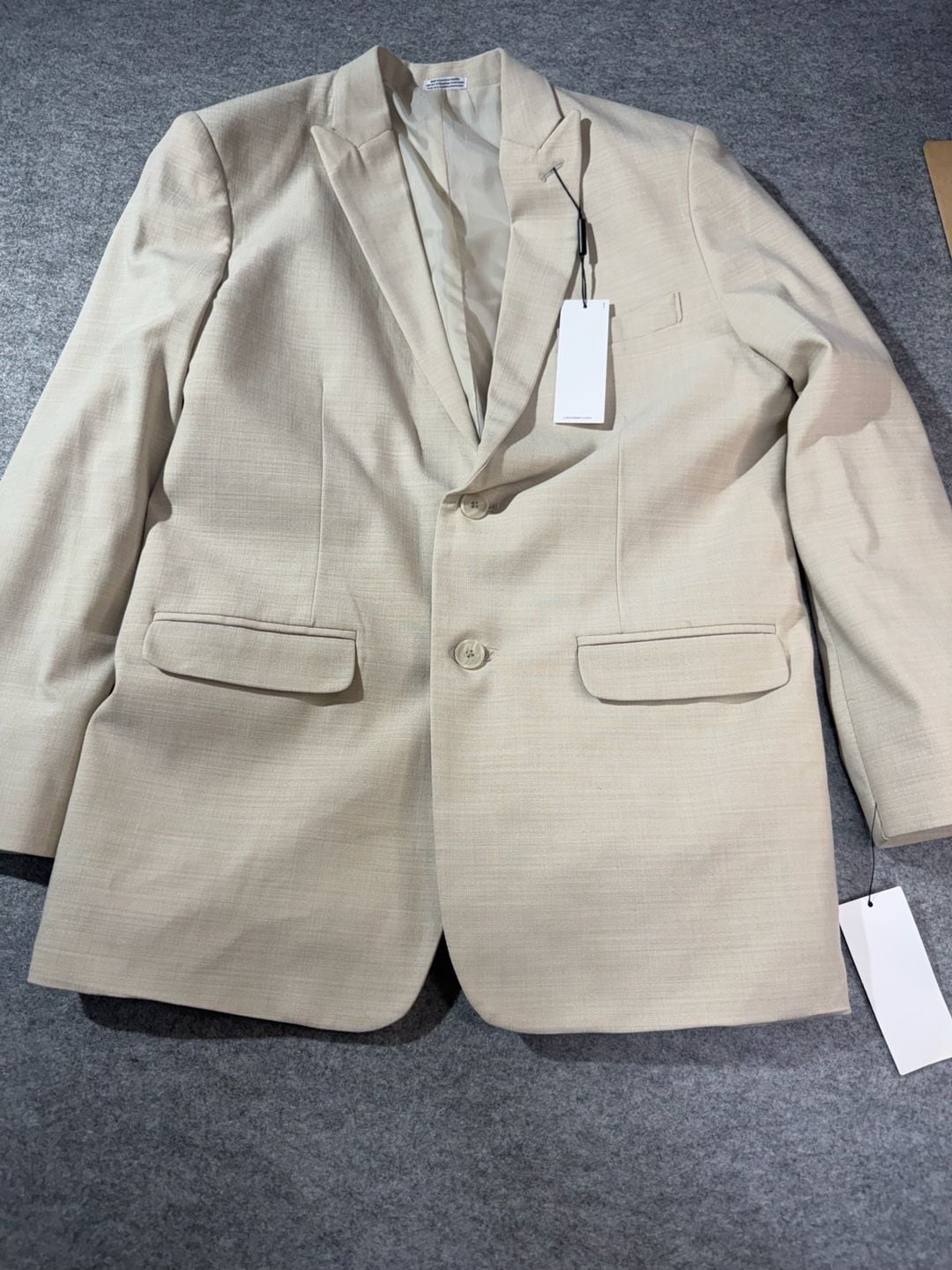 Calvin Klein Slim Fit Stretch 3-Piece Suit in Natural Linen 14