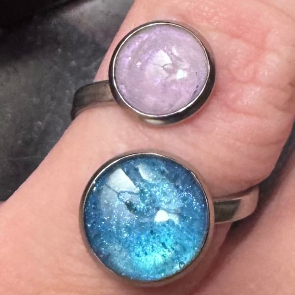 Minimalist Adjustable Two-Stone Cabochon Ring 