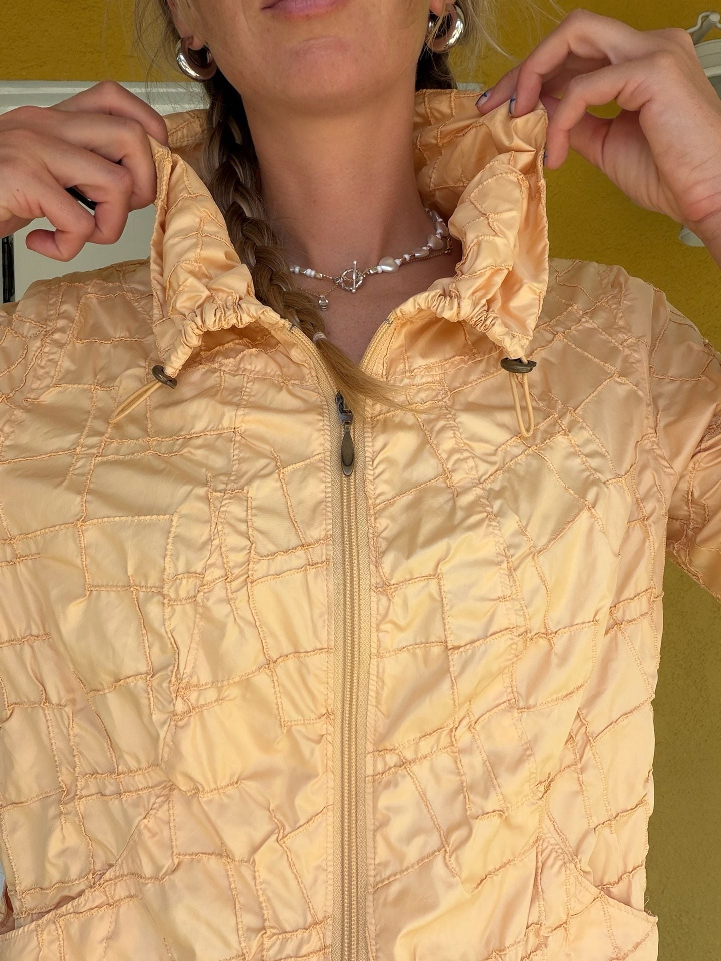 Zenergy by Chico's Peach Quilted Full-Zip Lightweight Jacket with Hood 7
