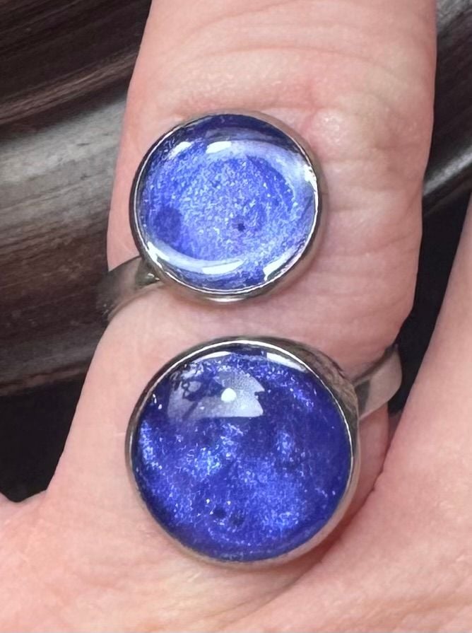 Minimalist Adjustable Two-Stone Cabochon Ring 1
