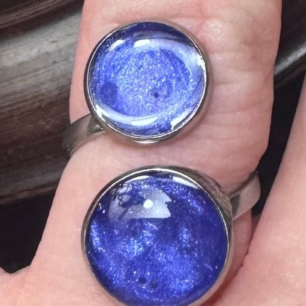 Minimalist Adjustable Two-Stone Cabochon Ring 