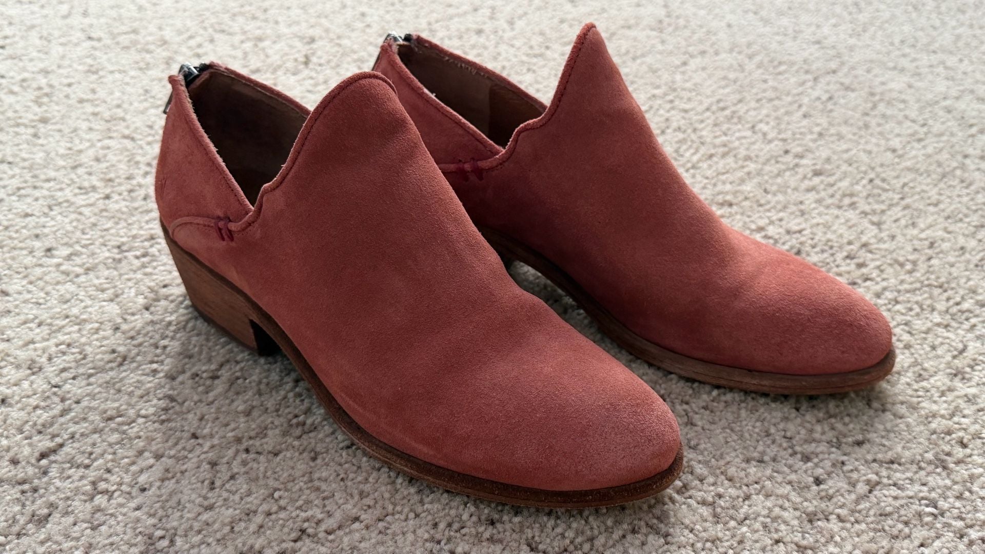 Frye Carson Shootie Suede Ankle Booties in Rosewood 2
