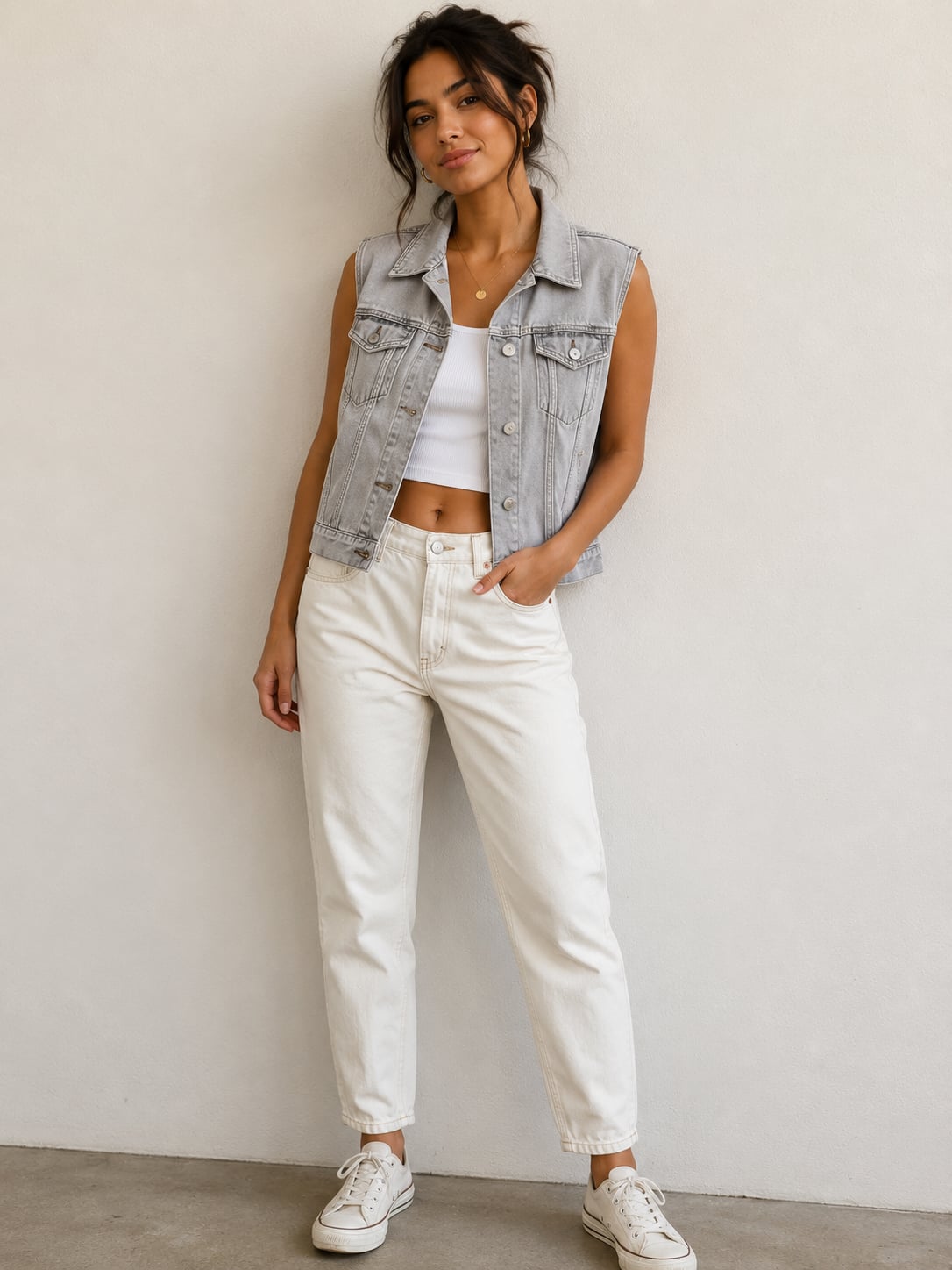 Vintage Bongo by Gene Montesano High-Waisted White Denim Jeans made in USA 2