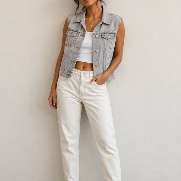Vintage Bongo by Gene Montesano High-Waisted White Denim Jeans made in USA