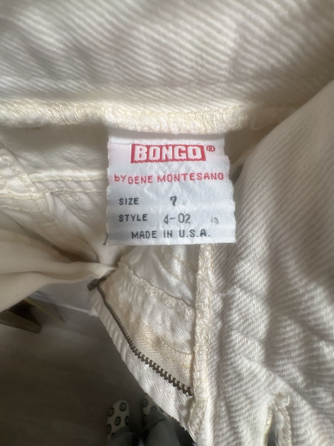 Vintage Bongo by Gene Montesano High-Waisted White Denim Jeans made in USA 4
