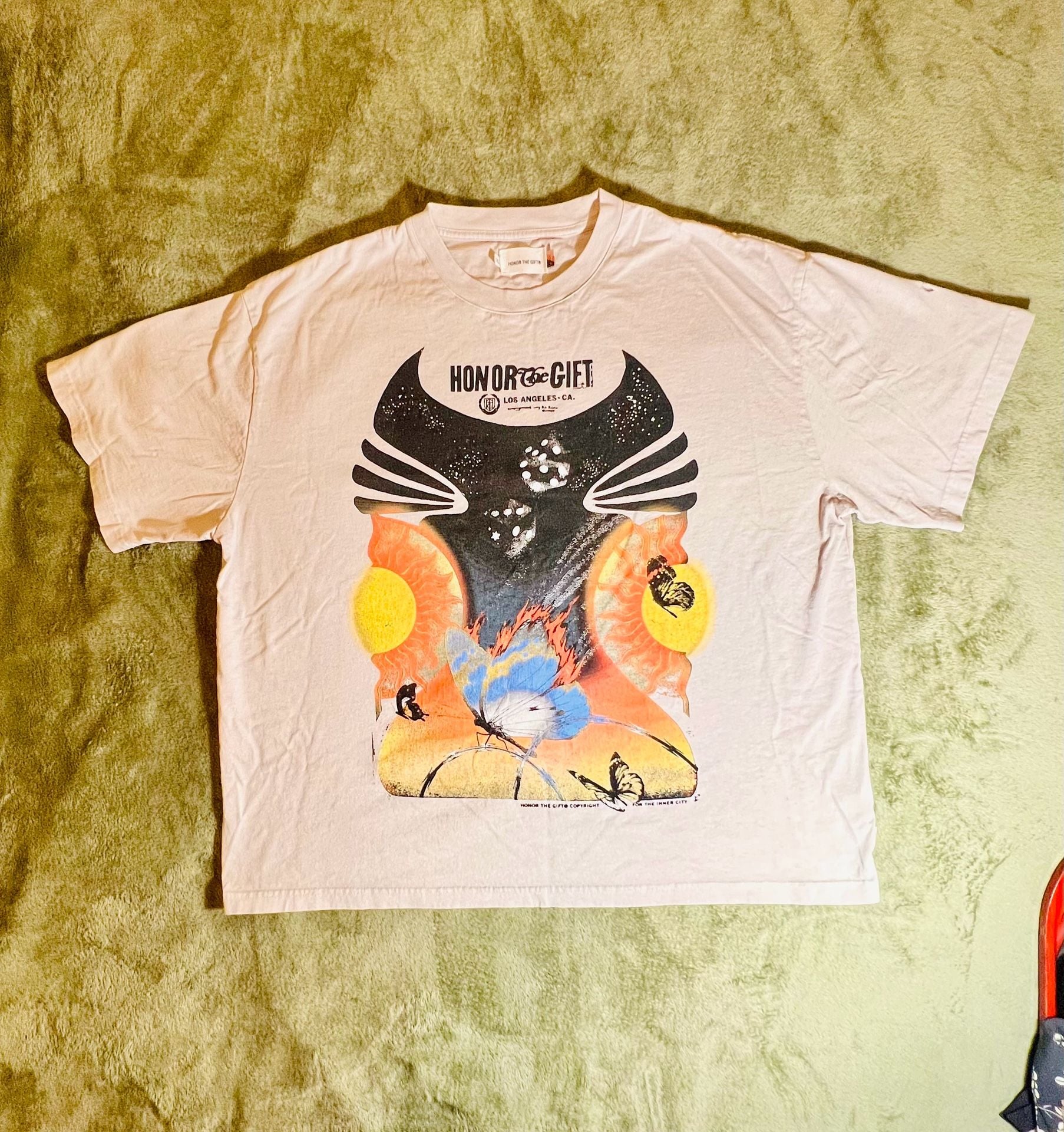 Honor The Gift Butterfly Sun Graphic Print T-Shirt Tan 5