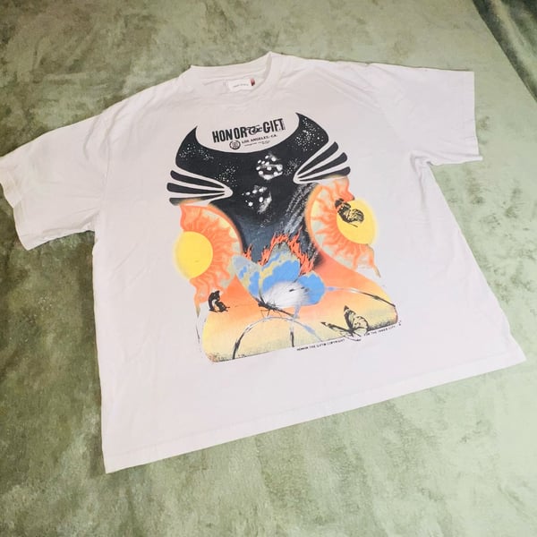 Honor The Gift Butterfly Sun Graphic Print T-Shirt Tan
