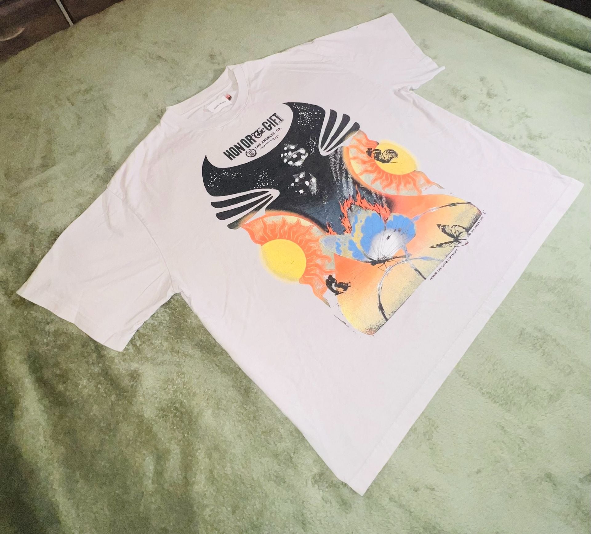 Honor The Gift Butterfly Sun Graphic Print T-Shirt Tan 8