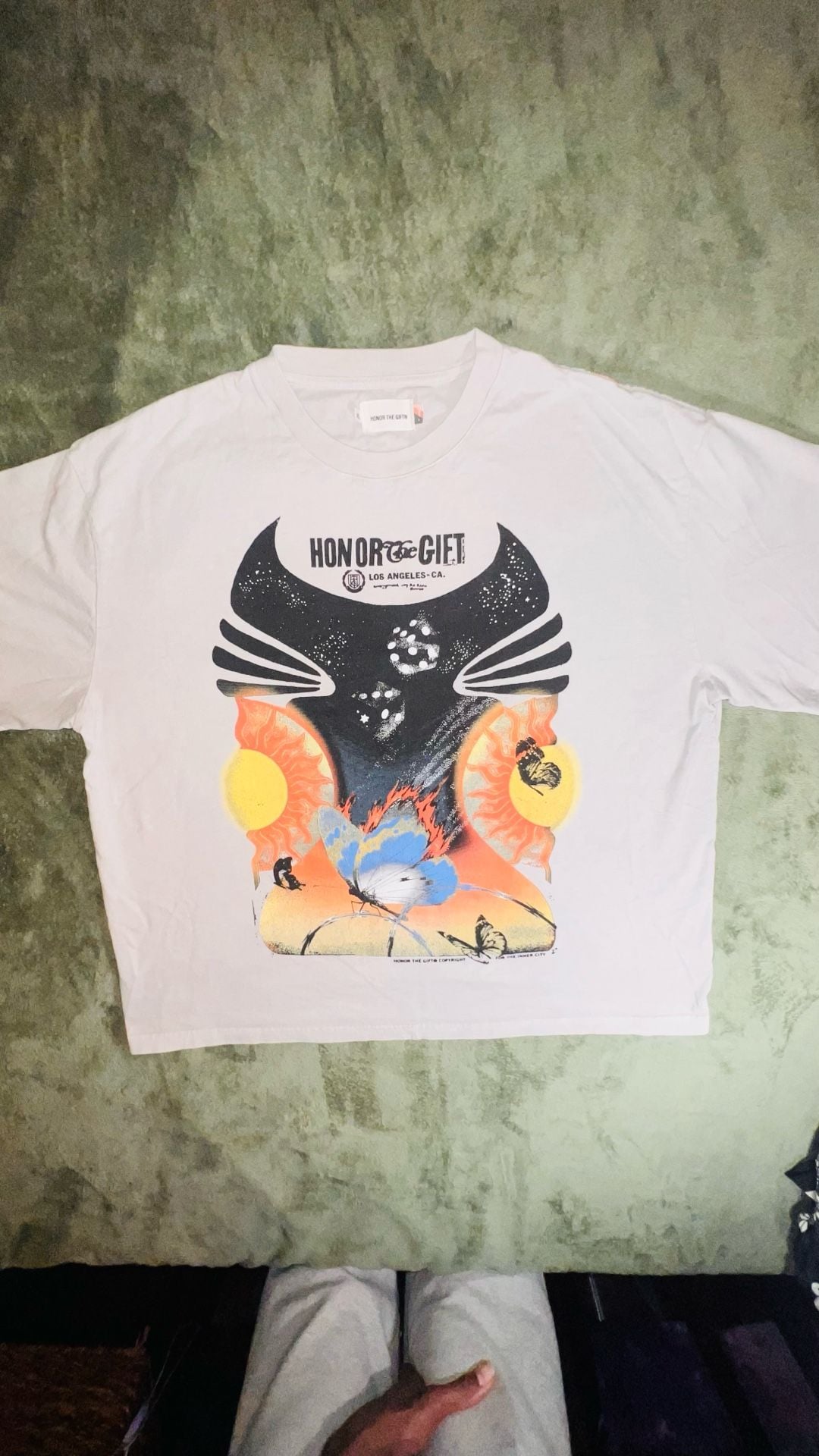 Honor The Gift Butterfly Sun Graphic Print T-Shirt Tan 12