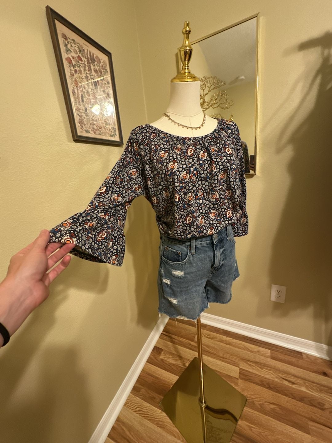 MICHAEL Michael Kors Paisley Floral Print Bell Sleeve Blouse Size L 4