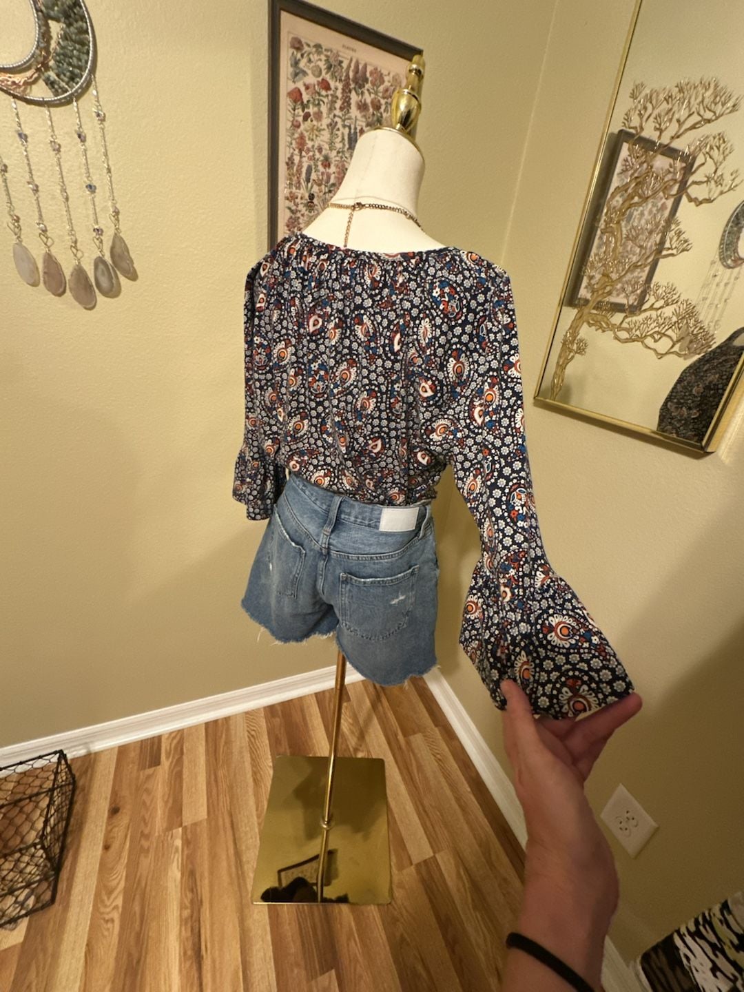 MICHAEL Michael Kors Paisley Floral Print Bell Sleeve Blouse Size L 5