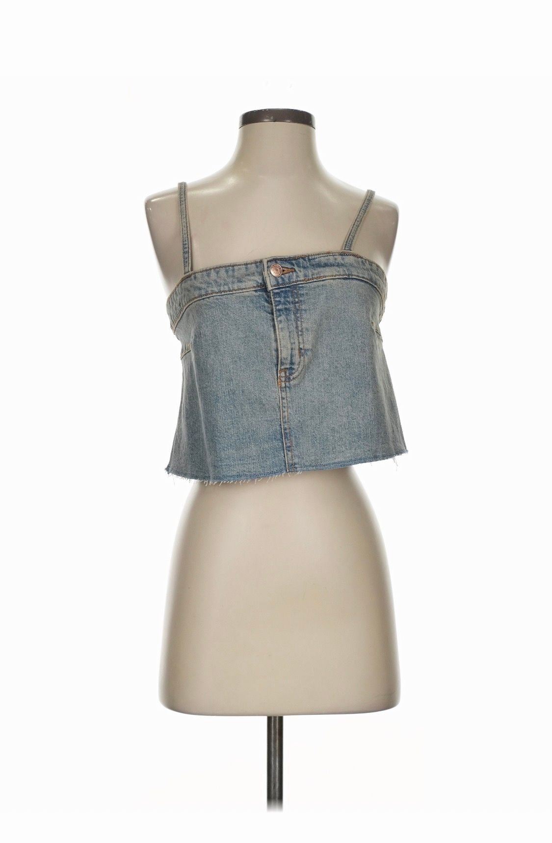 Wild Fable Women's Reworked Cropped Denim Tank Top Medium Wash 2