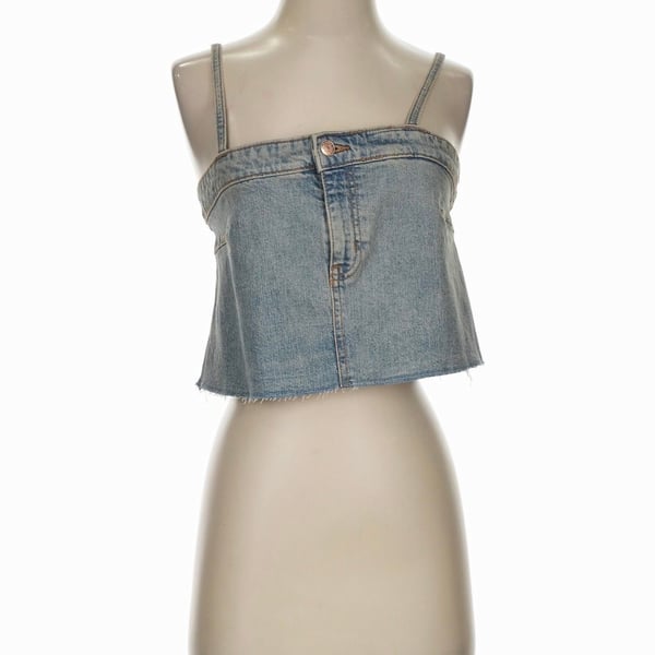 Wild Fable Women's Reworked Cropped Denim Tank Top Medium Wash