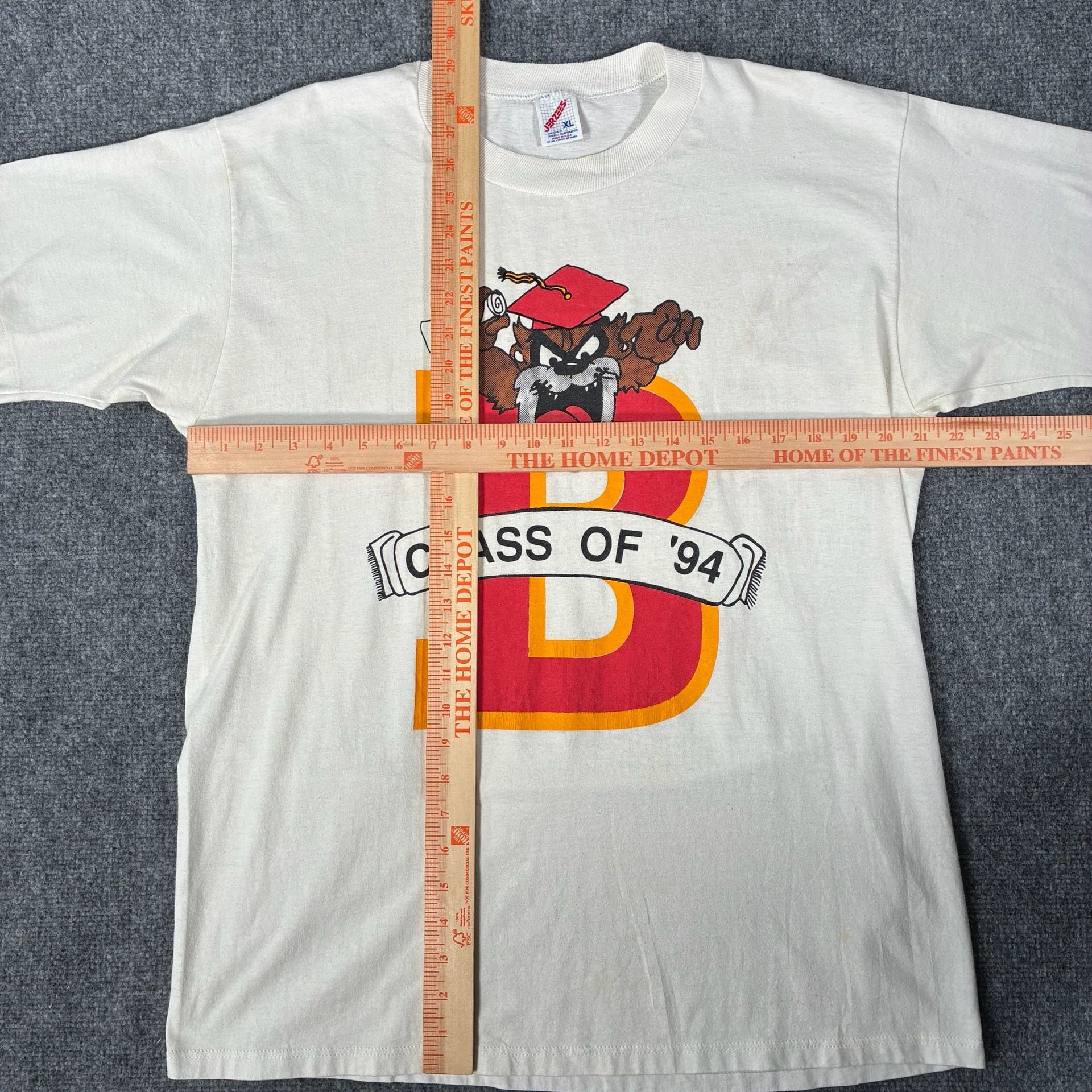 Vintage 1994 Taz Looney Tunes Class of '94 Graduation T-Shirt 10