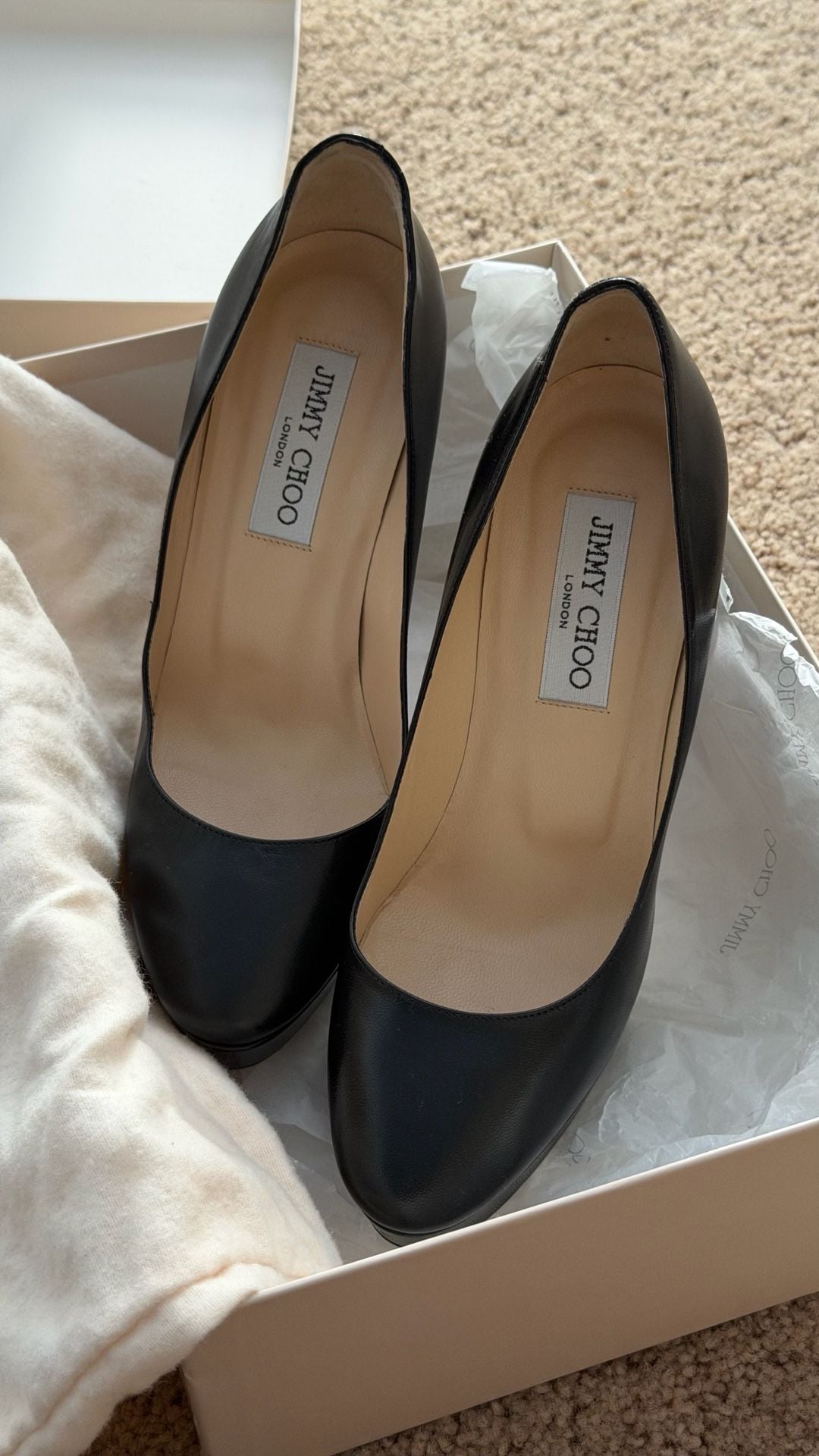 Jimmy Choo Cosmic Black Kid Leather Platform Pumps Size 38 3
