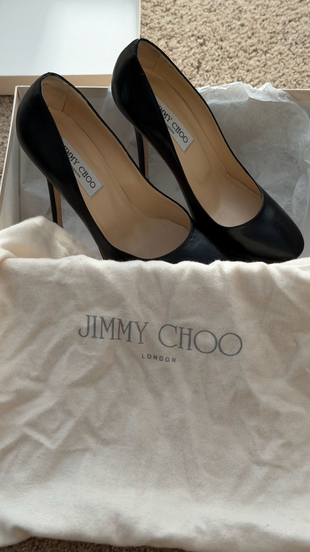 Jimmy Choo Cosmic Black Kid Leather Platform Pumps Size 38 5