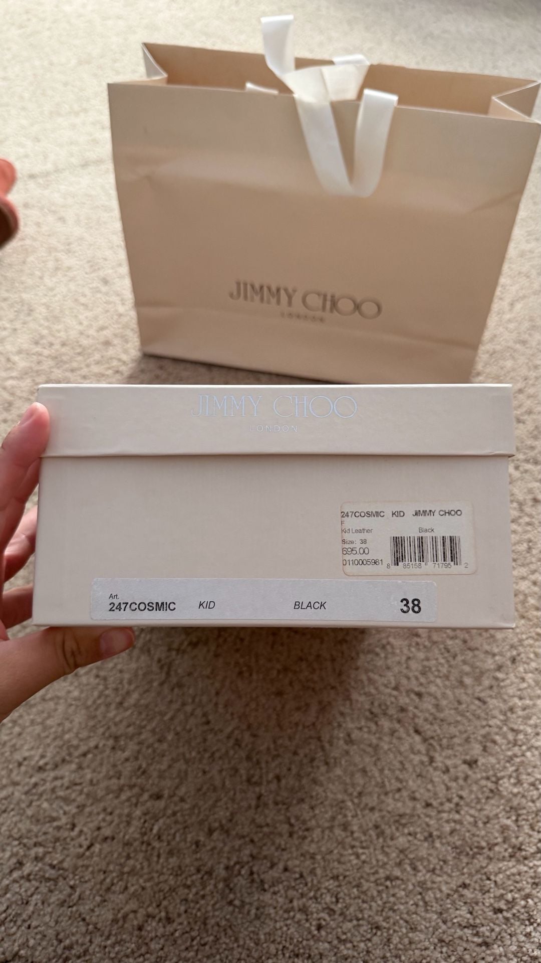 Jimmy Choo Cosmic Black Kid Leather Platform Pumps Size 38 6