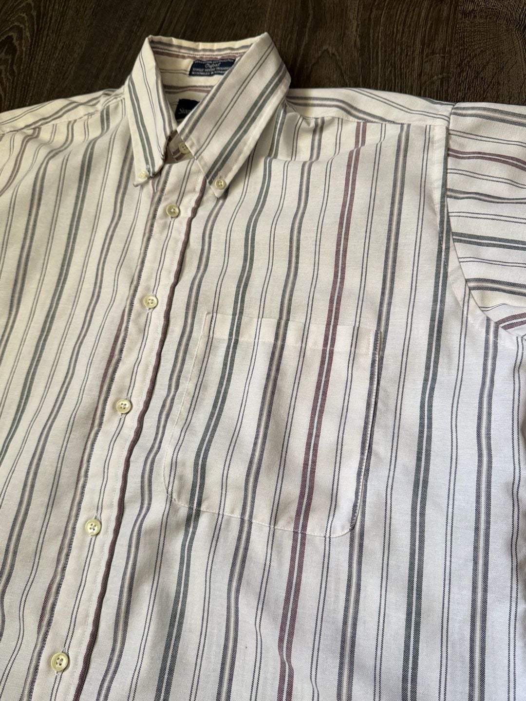 Stanley Blacker Short Sleeve Button Down Oxford Shirt Size 16 Striped 7