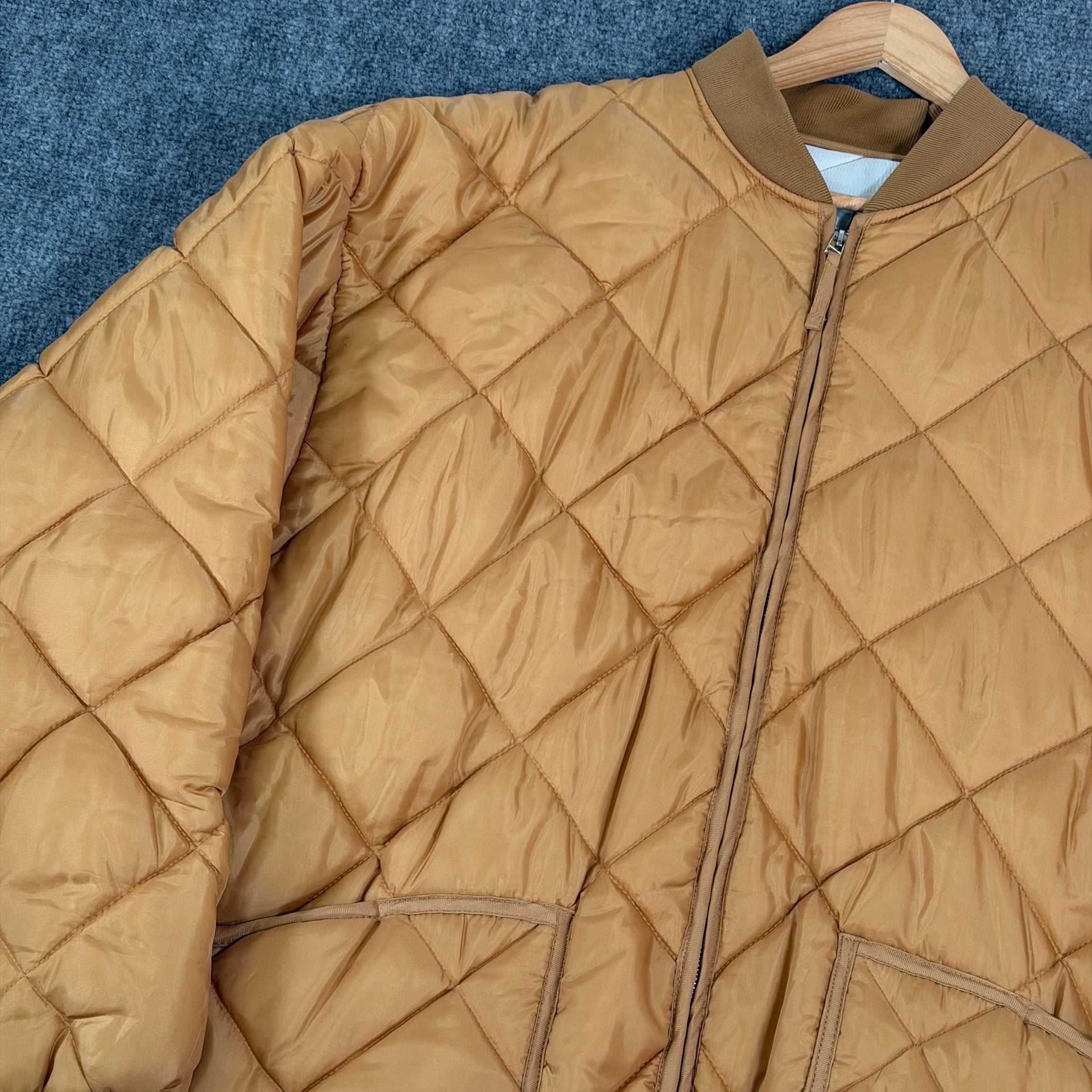 Vintage 1980s Quilted Puffer Jacket, Mustard Yellow, Boxy XL - , 5