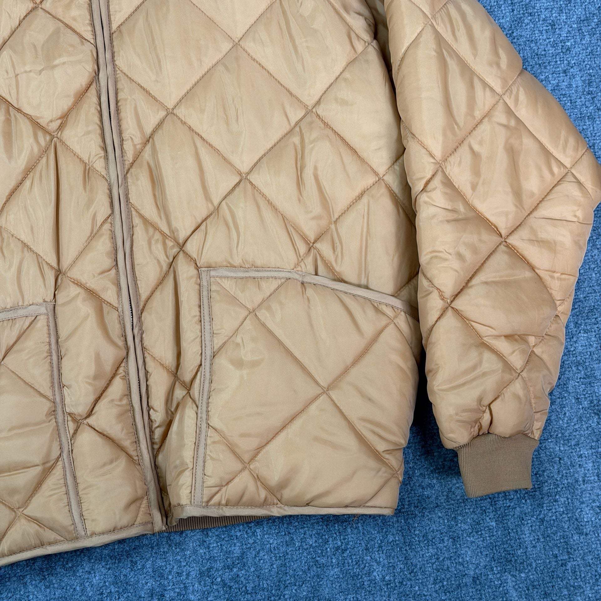 Vintage 1980s Quilted Puffer Jacket, Mustard Yellow, Boxy XL - , 6