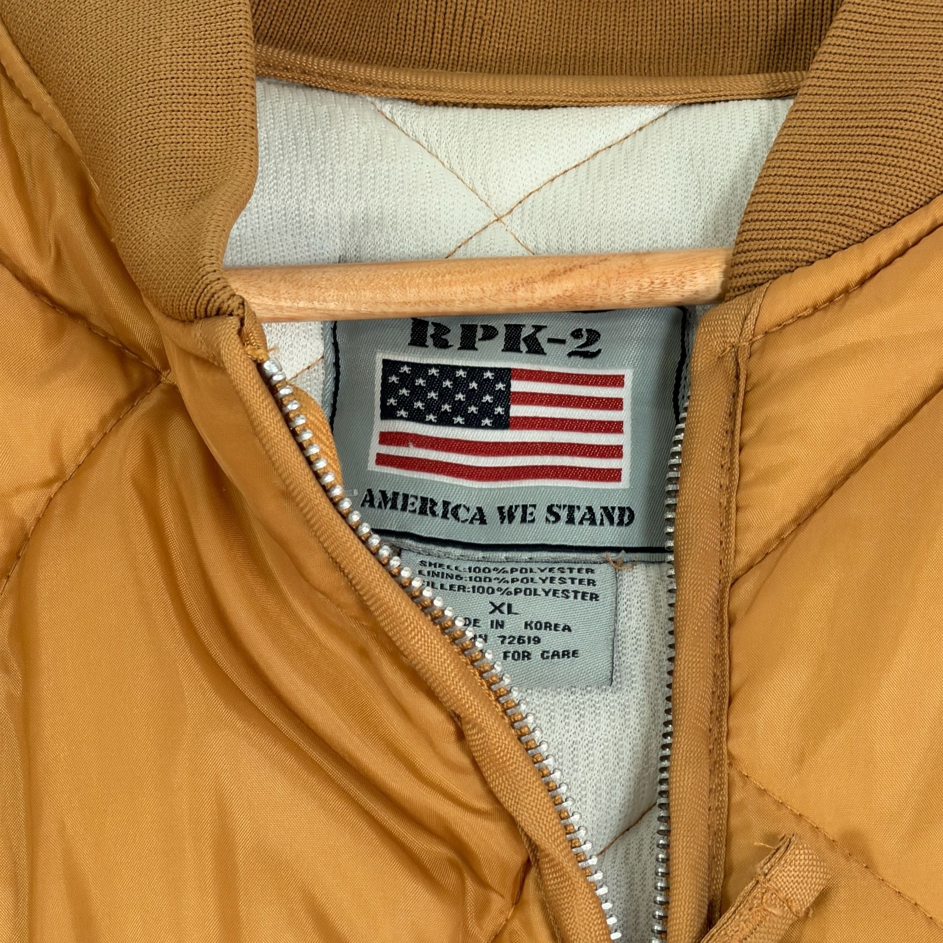 Vintage 1980s Quilted Puffer Jacket, Mustard Yellow, Boxy XL - , 7