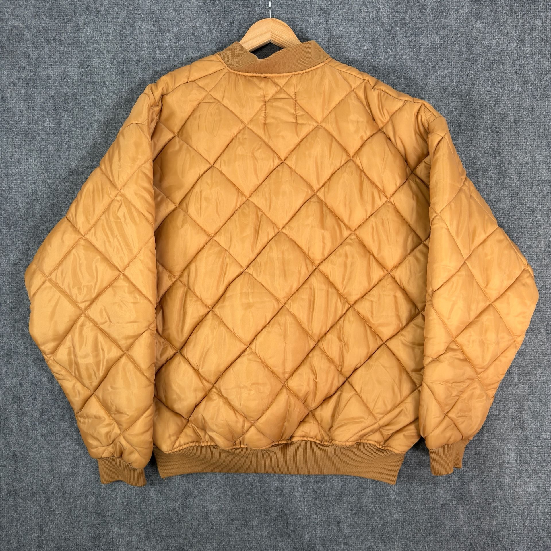 Vintage 1980s Quilted Puffer Jacket, Mustard Yellow, Boxy XL - , 8