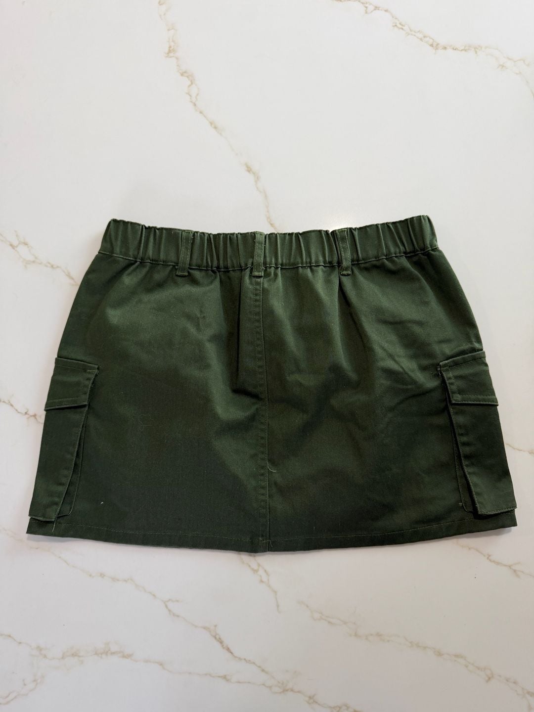 Women's Utility Cargo Mini Skirt in Olive Green with Side Pockets 7