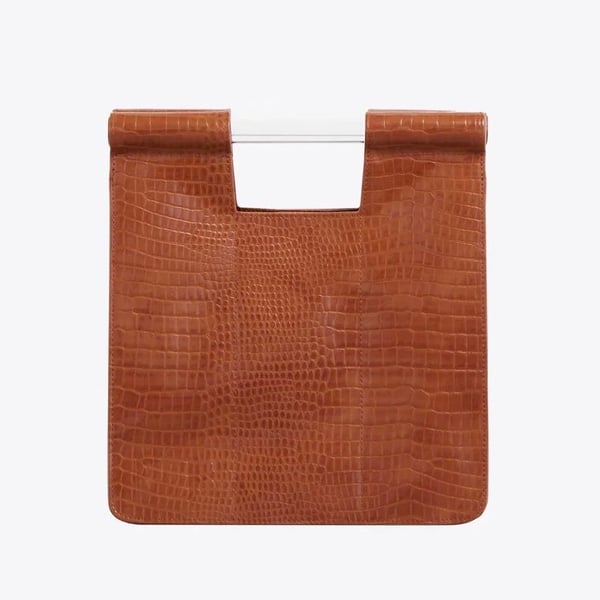 NWT Béis The Crossbody in Cognac Croc Faux Leather