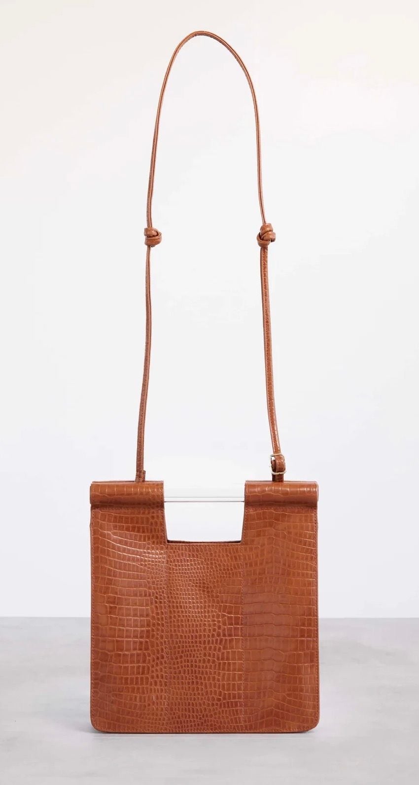 NWT Béis The Crossbody in Cognac Croc Faux Leather 4