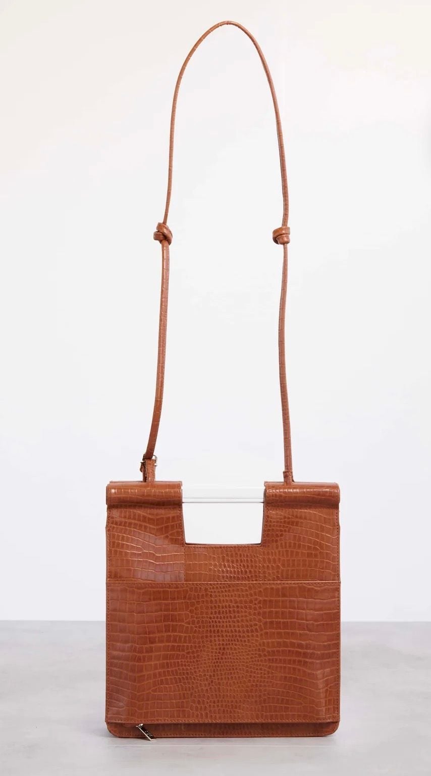 NWT Béis The Crossbody in Cognac Croc Faux Leather 6