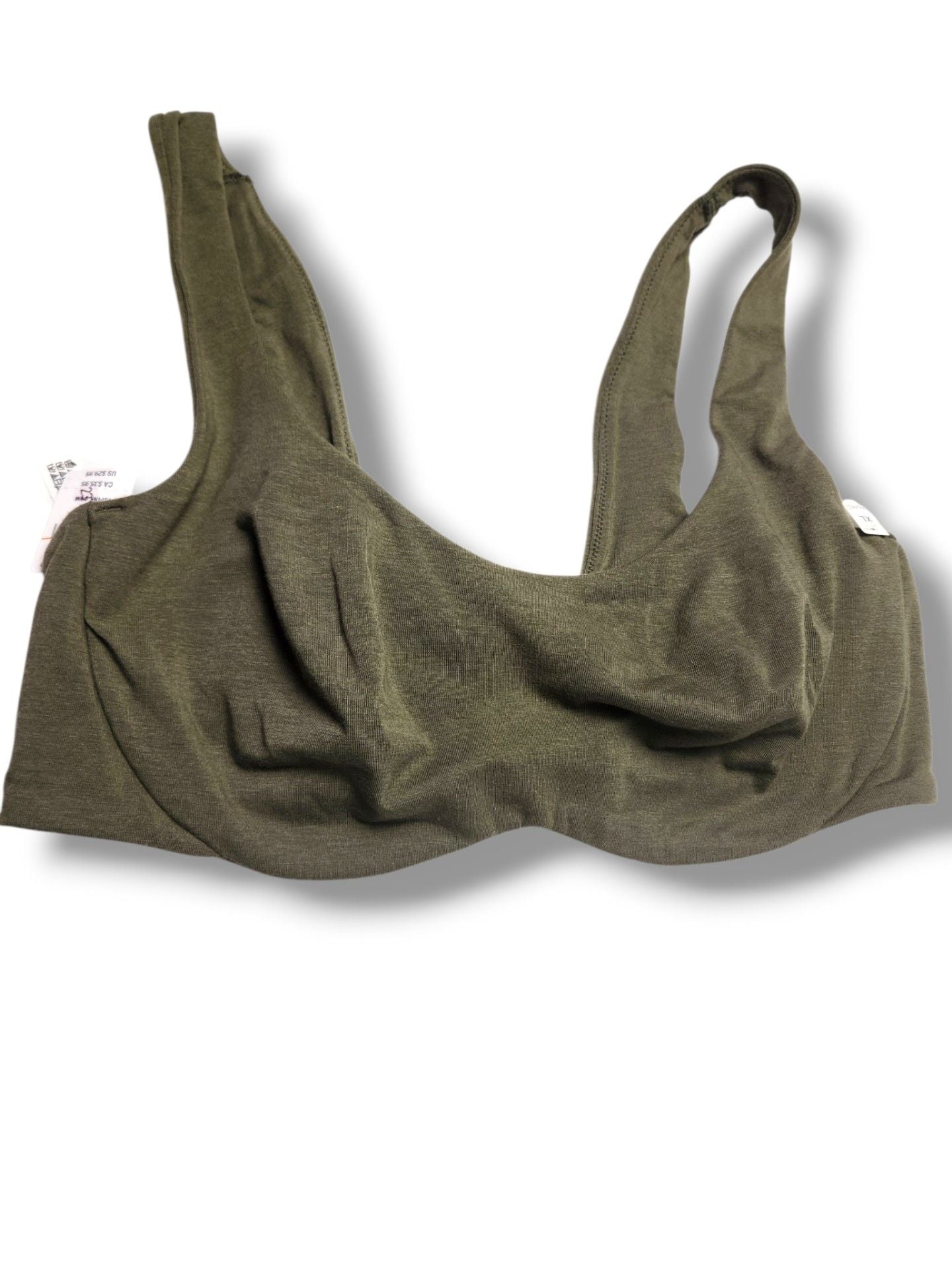 Victoria's Secret PINK Base Cotton Unlined Scoop Bralette Olive Green Deadstock 2