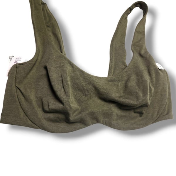Victoria's Secret PINK Base Cotton Unlined Scoop Bralette Olive Green Deadstock