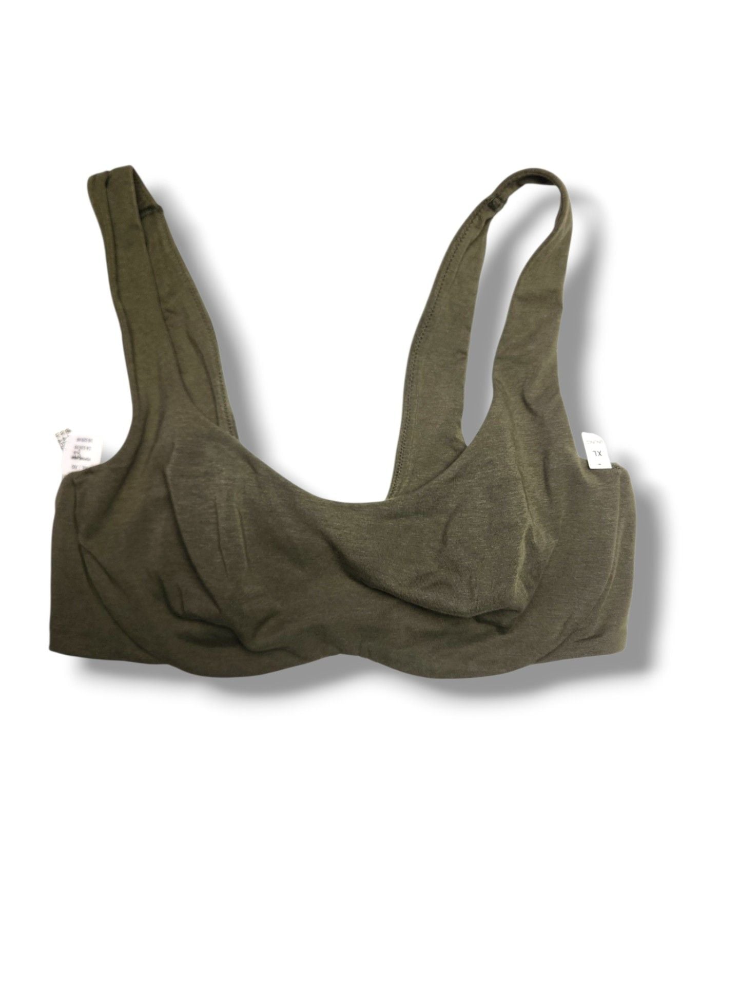 Victoria's Secret PINK Base Cotton Unlined Scoop Bralette Olive Green Deadstock 3