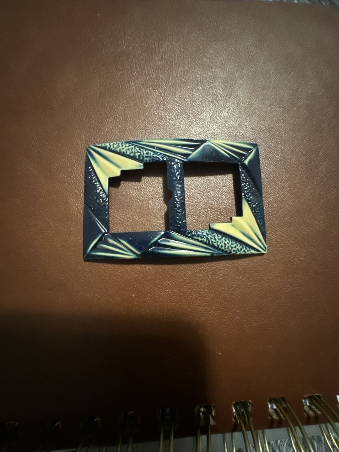 Vintage Art Deco Bakelite Double Slide Belt Buckle with Geometric Detail 1