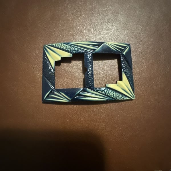 Vintage Art Deco Bakelite Double Slide Belt Buckle with Geometric Detail