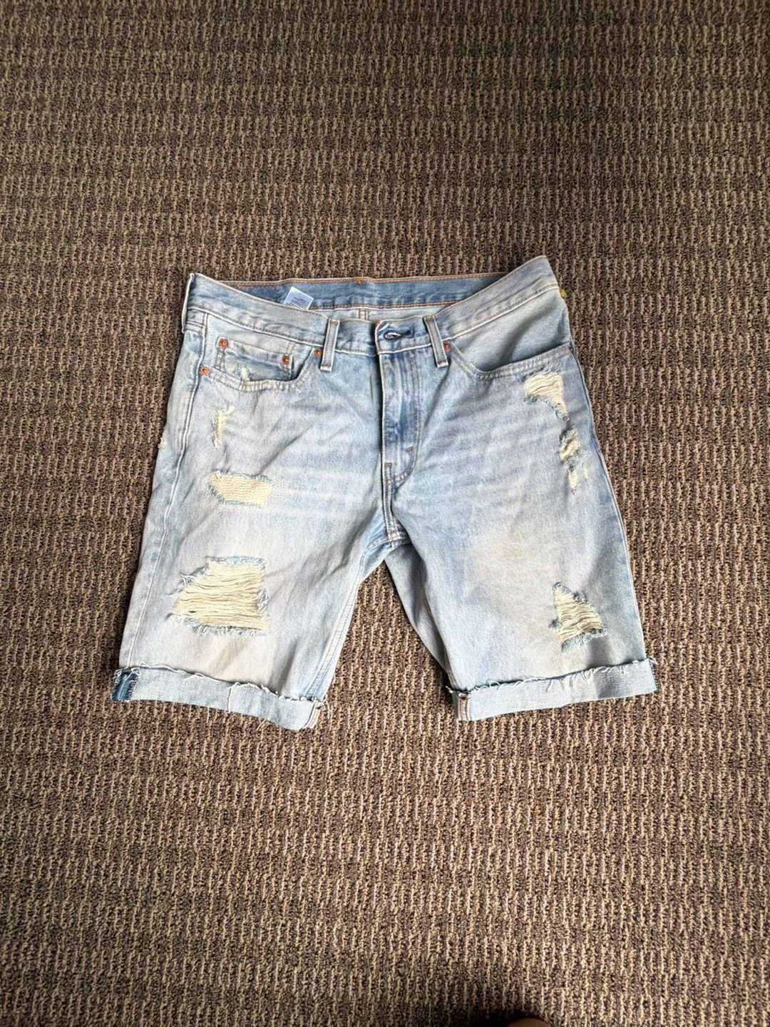 Levi's 511 Slim Fit Distressed Light Wash Denim Shorts 2