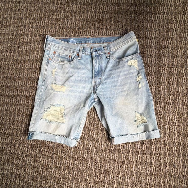 Levi's 511 Slim Fit Distressed Light Wash Denim Shorts