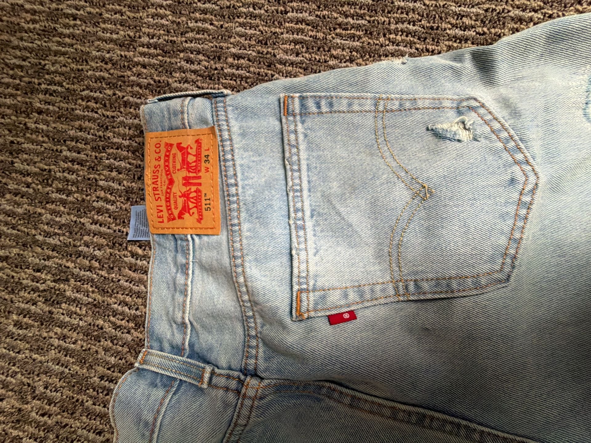 Levi's 511 Slim Fit Distressed Light Wash Denim Shorts 4