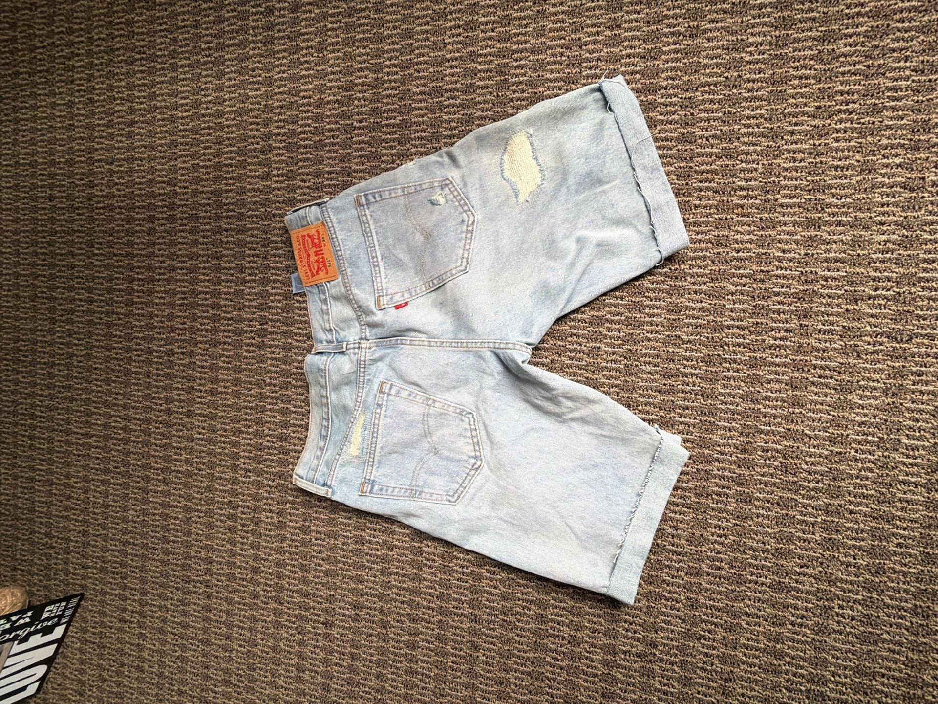 Levi's 511 Slim Fit Distressed Light Wash Denim Shorts 5
